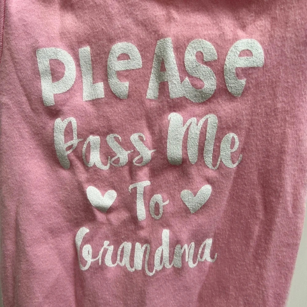 3-6M Pink and White Please Pass Me to Grandma Short Sleeve Onesie